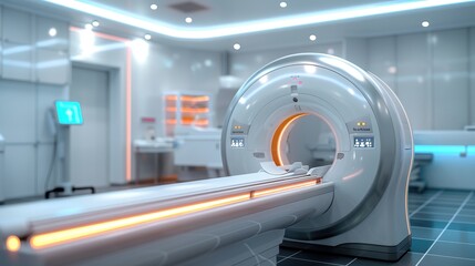 Modern High-Tech MRI Machine in a Clean and Advanced Medical Facility with Ambient Lighting
