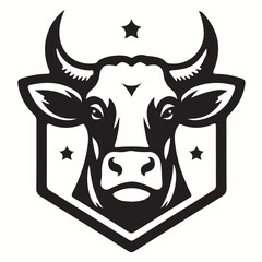 Bull Head Vector Art Black and White Background.eps