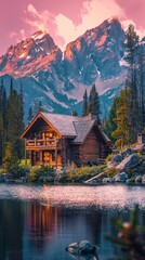 Fototapeta premium cabin in the mountains