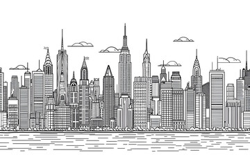 City landscape coloring page