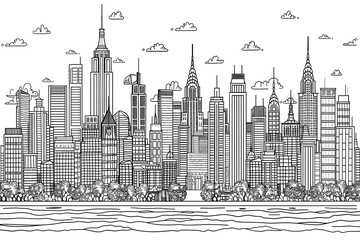 Naklejka premium City landscape coloring page
