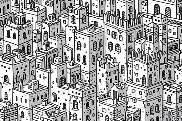 Fototapeta premium City landscape coloring page