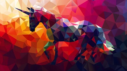 Obraz premium Abstract Polygonal Unicorn with Vivid Colors