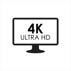 4K full ultra HD vector icon, UHD HDTV screen icon for apps and web