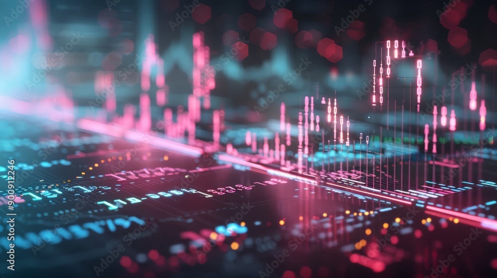 Poster digital financial data and analysis visualization