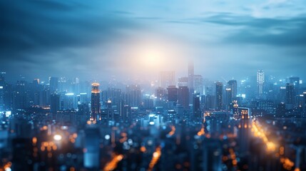 Obraz premium Modern Cityscape at Dusk with Glowing Lights