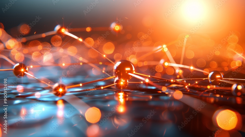 Poster abstract network with glowing nodes