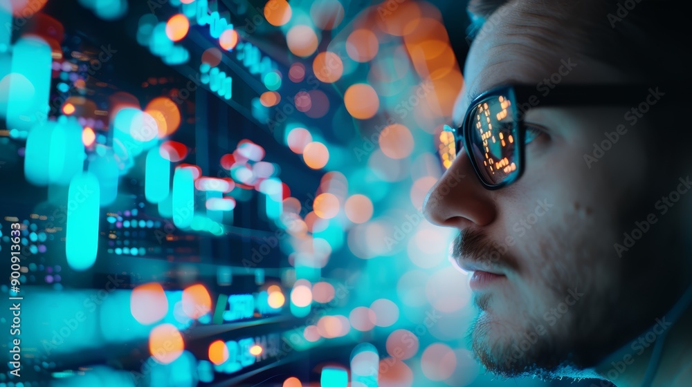 Poster Focused Trader Analyzing Stock Market Data