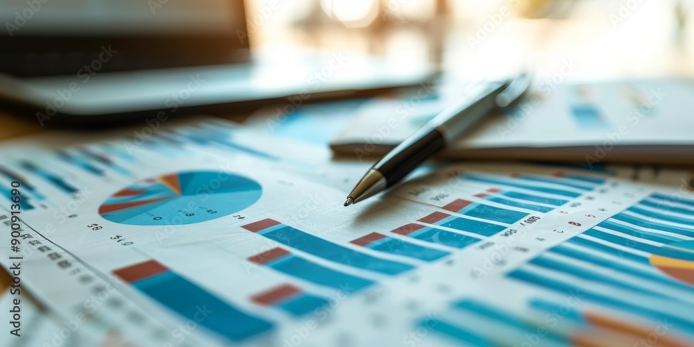 Poster close-up of a financial strategy document with charts and graphs, symbolizing investment planning an