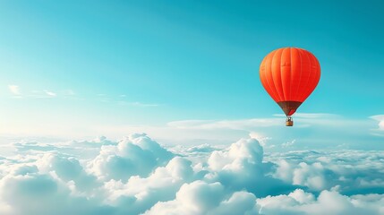 Fototapeta premium Hot Air Balloon Soaring Above Clouds.