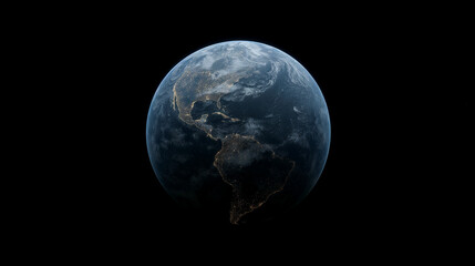 Fototapeta premium Captivating View of Earth From Space at Night Showcasing City Lights and Natural Features