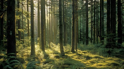 Obraz premium Douglas fir tree in Cathedral Grove, MacMillan Provincial Park, Vancouver island, British Columbia, Canada. 