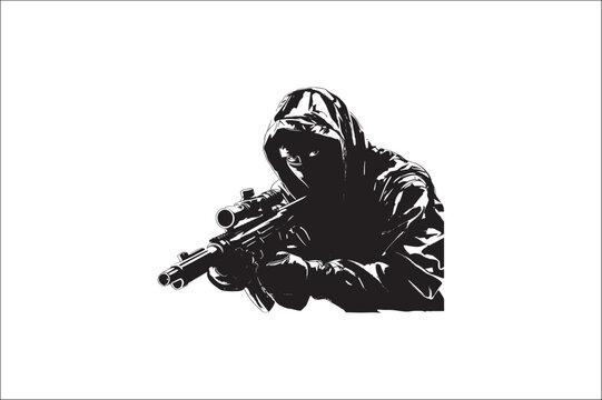 recommend clip art: Sniper soldier silhouette military, target, sniper soldier silhouette vector design, sniper vector.