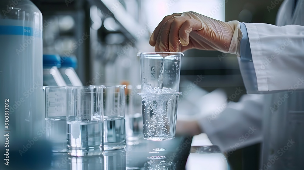 Aufkleber scientists examining water in a laboratory setting