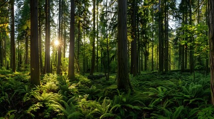 Obraz premium Douglas fir tree in Cathedral Grove, MacMillan Provincial Park, Vancouver island, British Columbia, Canada. 