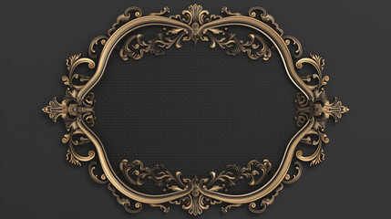 Intricately Designed Vintage Frame With Ornate Patterns on Dark Background