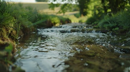 Fototapeta premium Tranquil Stream or River in Serene Natural Landscape