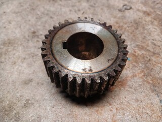 Mechanical metal gears and cogs on white background. Industrial mechanism wheels.