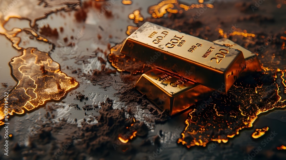 Aufkleber Visualizing the Impacts of Global Recession Through Gold and Geographic Data