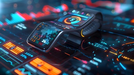 Wearable Tech Overlaid with Data Visualizations for Health and Fitness Analytics