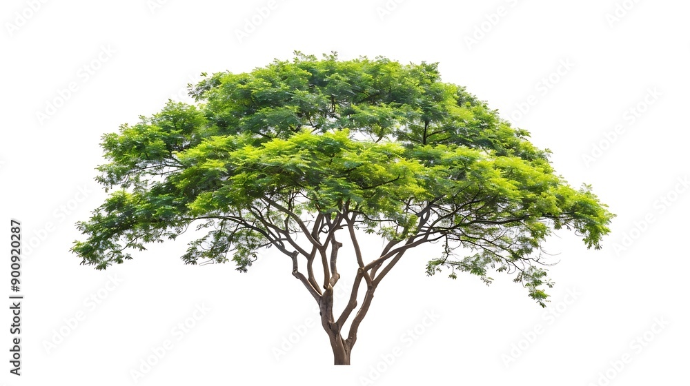 Aufkleber Isolated green tree on white background Trees isolated on white background tropical trees isolated used for design advertising and architecture : Generative AI