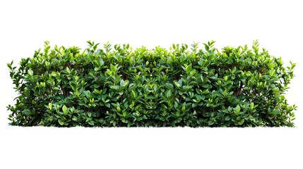 Tropical plant fence bush green shrub tree isolated on white background with clipping path : Generative AI