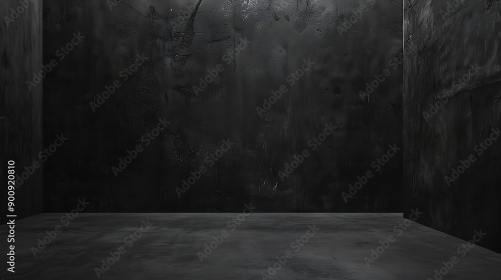 Aufkleber dark concrete wall and floor background three dimensional room for mock up or product display : Generative AI