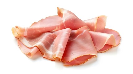 Pork ham slices on a white isolated background toning : Generative AI