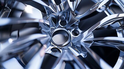 Close-Up of a Shiny Silver Wheel Rim