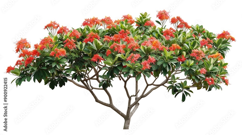 Poster tropical plant flower bush shrub tree isolated on white background with clipping path : generative a