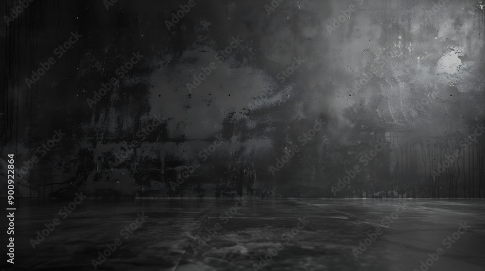 Aufkleber dark concrete wall and floor background three dimensional room for mock up or product display : gene