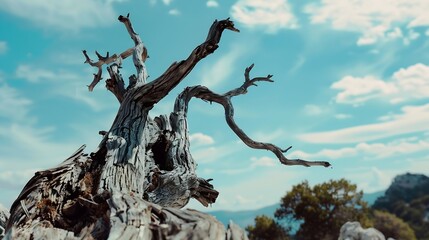 a dead tree that only has its trunk and branches left : Generative AI