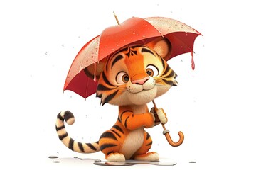 Little Tiger with a umbrella