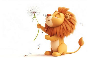 Lion with dandelion