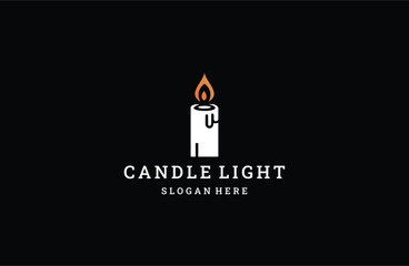 candle light logo, icon and symbol, vector illustration design