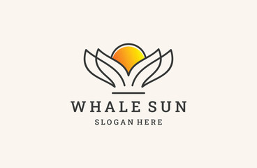 whale sun logo vector illustration design