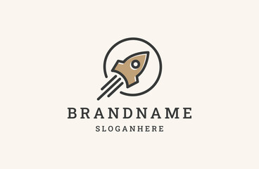Vector rocket in circle icon concept logo design template illustration