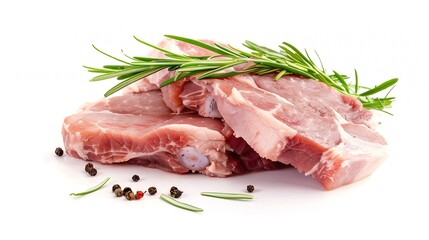 Fototapeta premium Raw pork meat isolated on white background High resolution image : Generative AI