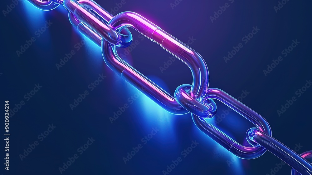 Poster spectacular the blockchain link silhouette is a single continuous line art sketch outline drawing