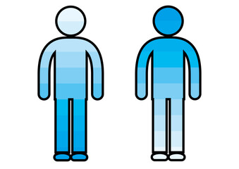 人間の水分や体力を示すピクトグラム。クーリングシェルターで体を冷却するマーク。