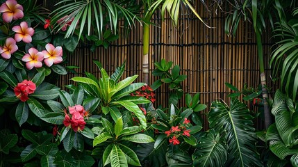 Tropical Flower shrub bush fence tree isolated plant : Generative AI