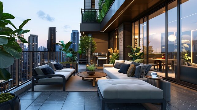 Penthouse exterior view 3D rendering : Generative AI