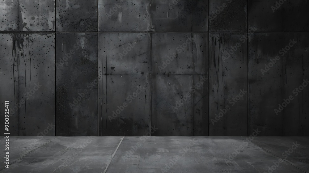 Aufkleber dark concrete wall and floor background three dimensional room for mock up or product display : gene