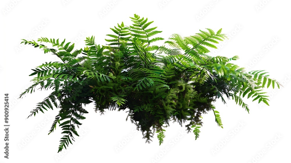 Poster tropical plant fern moss bush shrub tree isolated on white background with clipping path : generativ