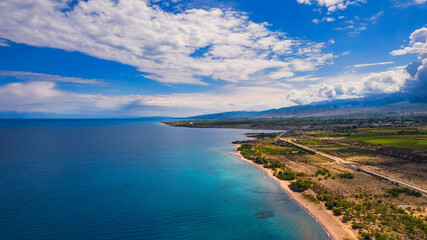 Fototapeta premium Sunny summer day on the lake. Kyrgyzstan, Lake Issyk-Kul