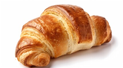 Fototapeta premium Croissant bread closeup isolated isolated on white background display whole and side view frontal full view lifestyle studio shoot closeup view : Generative AI
