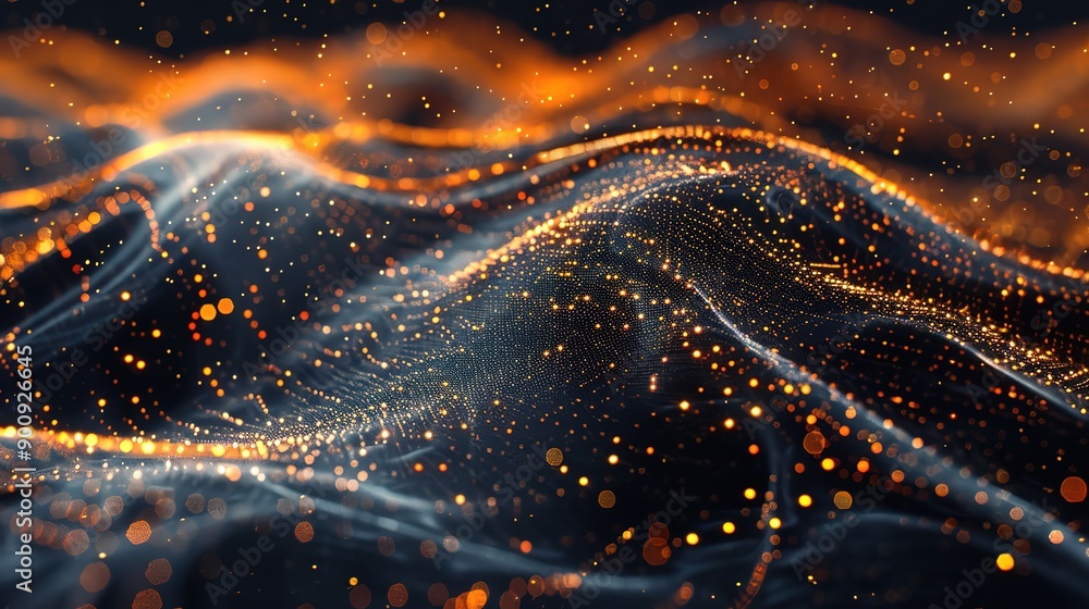 Poster superb an abstract background with a flowing digital particles design