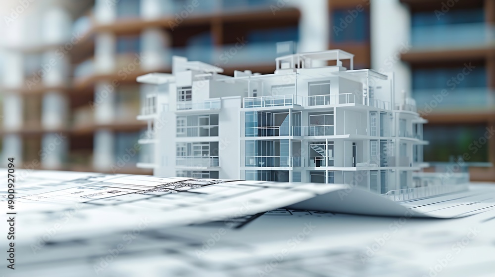 Fototapete architecture building engineering or designers and 3d model construction or real estate structure id
