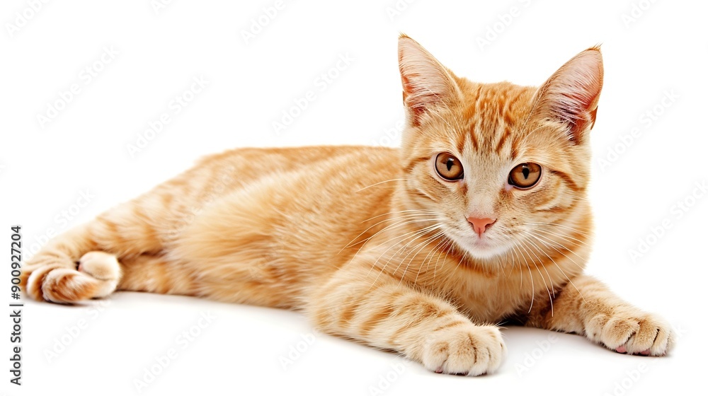 Poster Beautiful cute orange cat isolated on white background File contains clipping path : Generative AI
