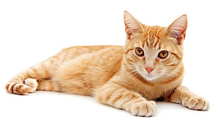 Beautiful cute orange cat isolated on white background File contains clipping path : Generative AI